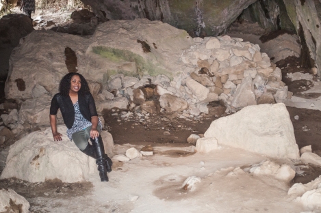 Erica poses inside the cave